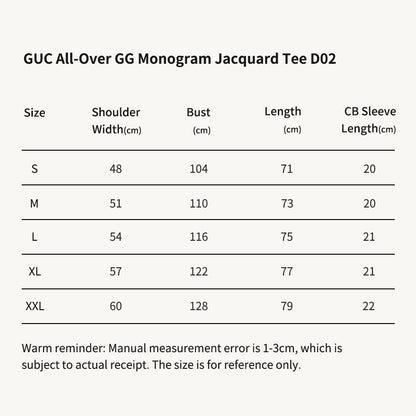 GUC All-Over GG Monogram Jacquard White Tee D02