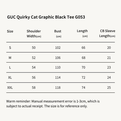 GUC Quirky Cat Graphic Black Tee G053