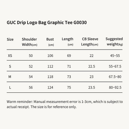 GUC Drip Logo Bag Graphic White Tee G0030