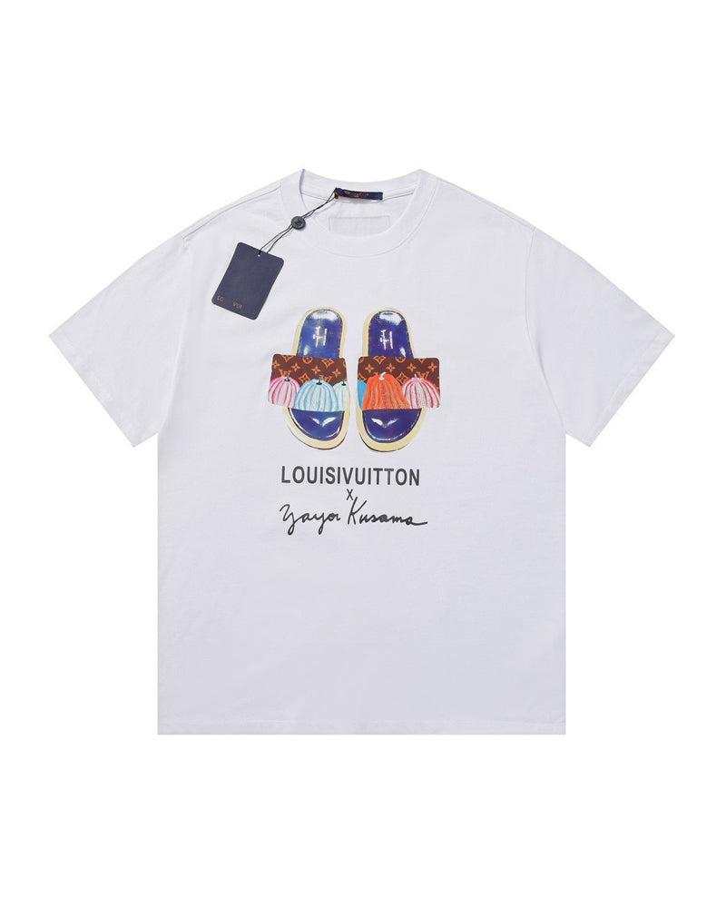 LVS x Yayoi Kusama Collaboration Slide Print Black Tee BS006