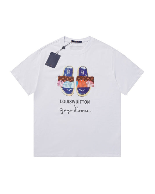 LVS x Yayoi Kusama Collaboration Slide Print White Tee BS006