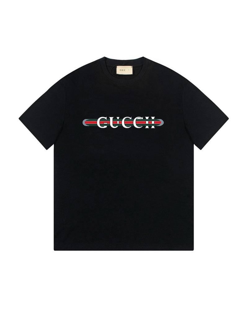 GUC Web Stripe Logo White Tee G0031