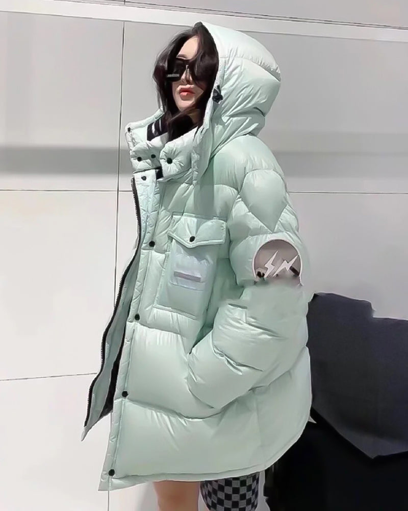 MONC Hiroshi Fujiwara Snow Mountain Joint Mint Green Women's Hat Removable Down Jacket 1-8120