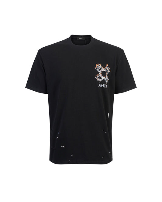 AMIR Tribal Cross Logo Black Tee 970