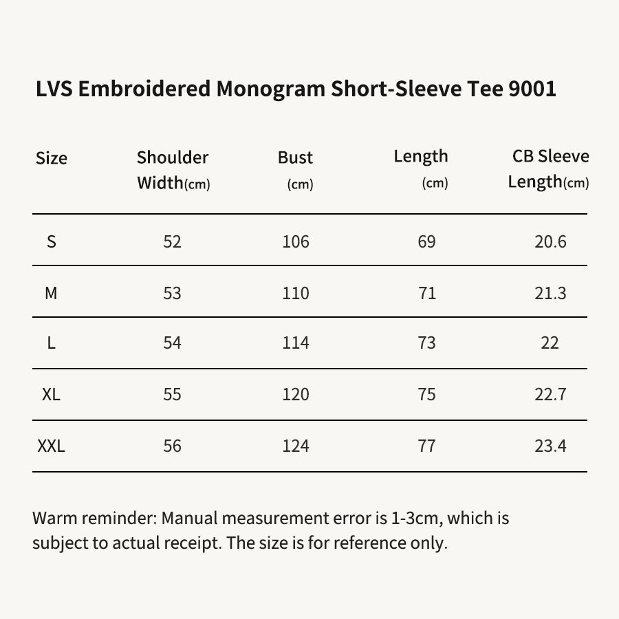 LVS Embroidered Monogram Black Short-Sleeve Tee 9001