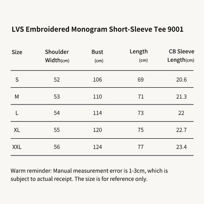 LVS Embroidered Monogram Black Short-Sleeve Tee 9001