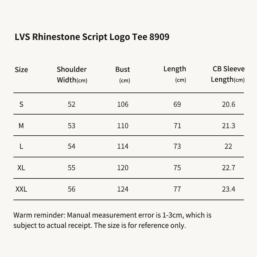 LVS Rhinestone Script Logo White Tee 8909