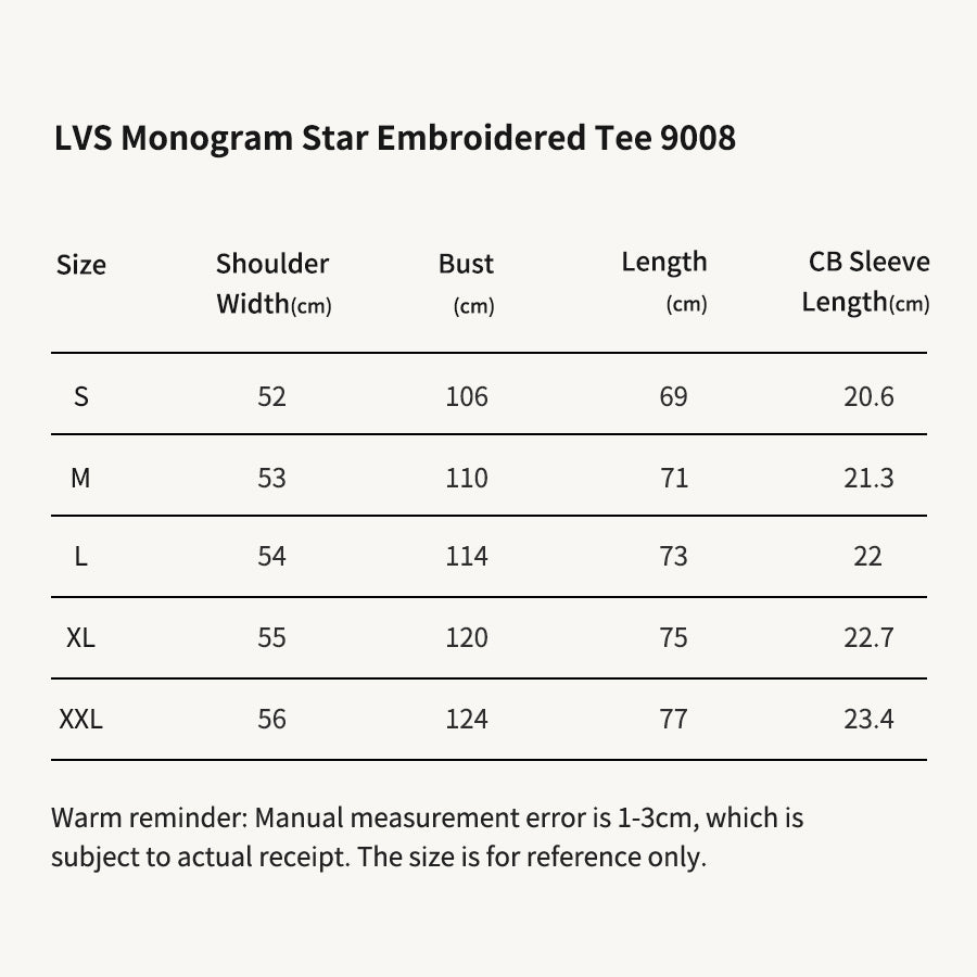 LVS Monogram Star Embroidered Black Tee 9008