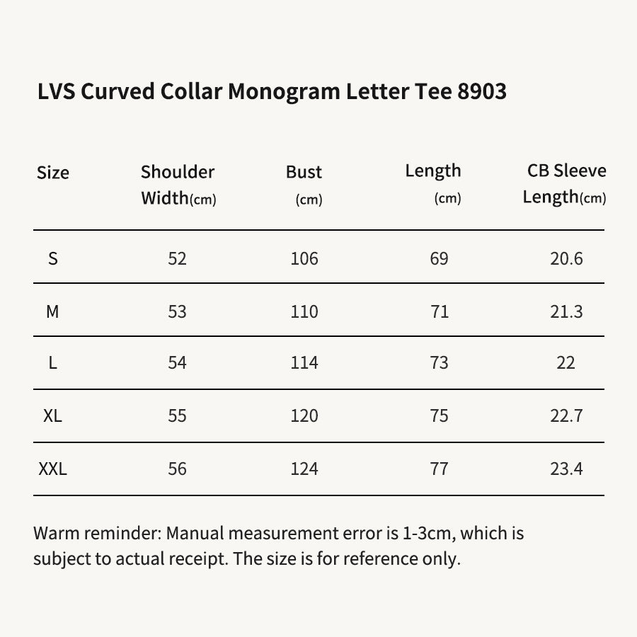 LVS Curved Collar Monogram Letter White Tee 8903