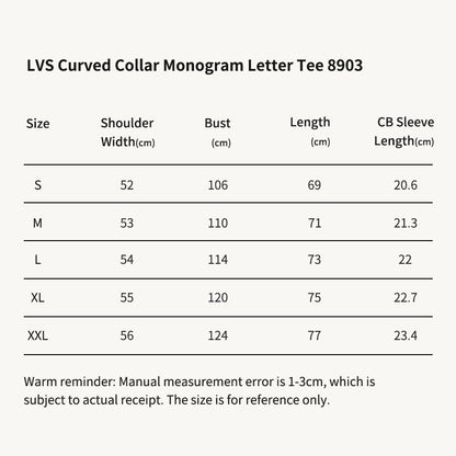 LVS Curved Collar Monogram Letter White Tee 8903