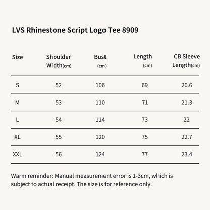 LVS Rhinestone Script Logo Black Tee 8909