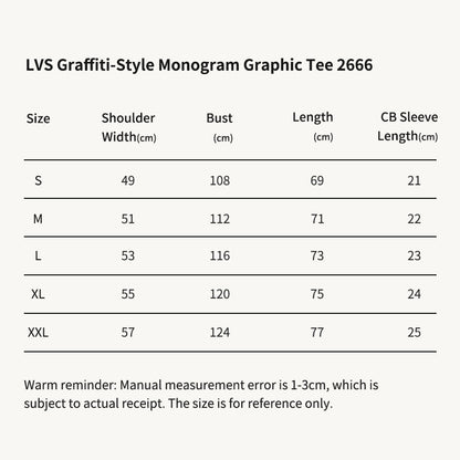 LVS Graffiti-Style Monogram Graphic Black Tee 2666