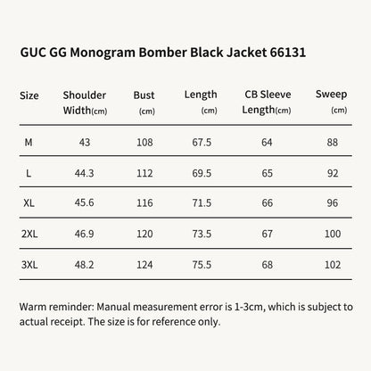 GUC GG Monogram Bomber Black Jacket 661313