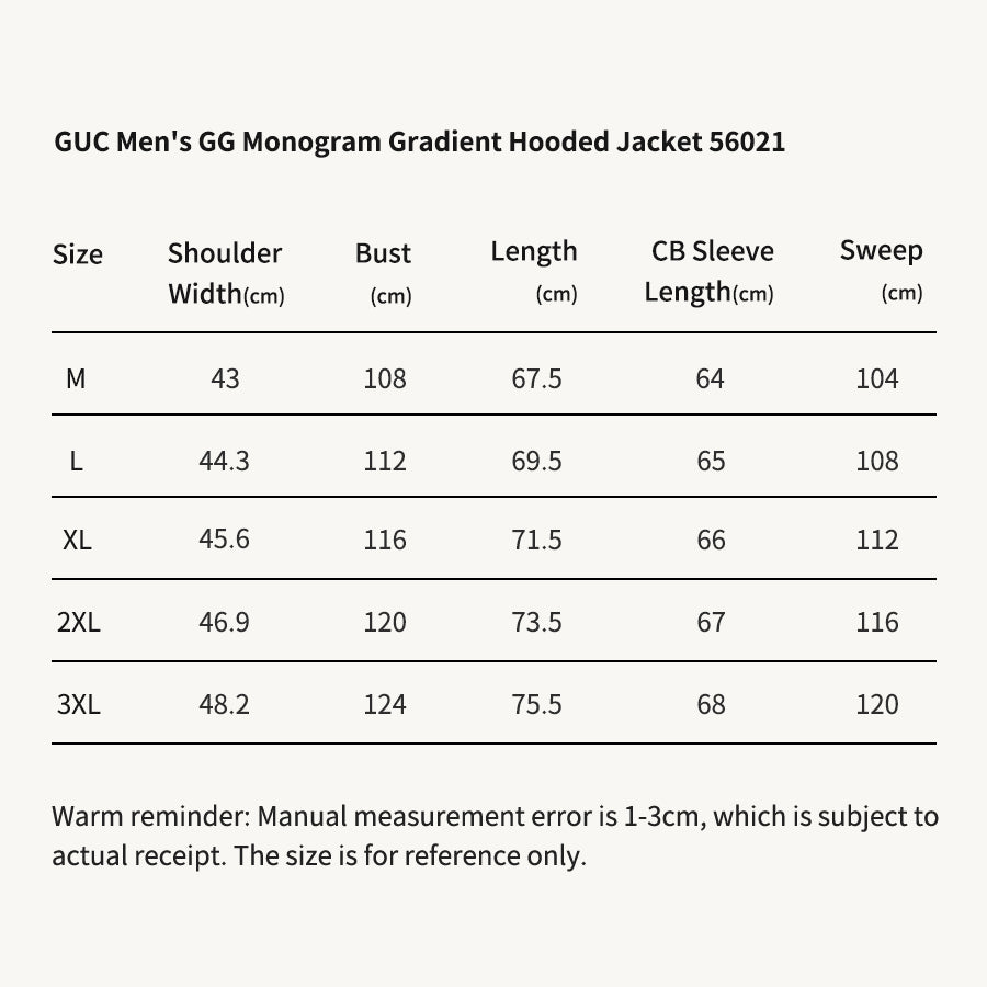 GUC Men's GG Monogram Gradient Hooded Jacket 56021