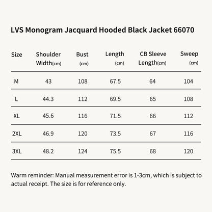 LVS Monogram Jacquard Hooded Black Jacket 66070