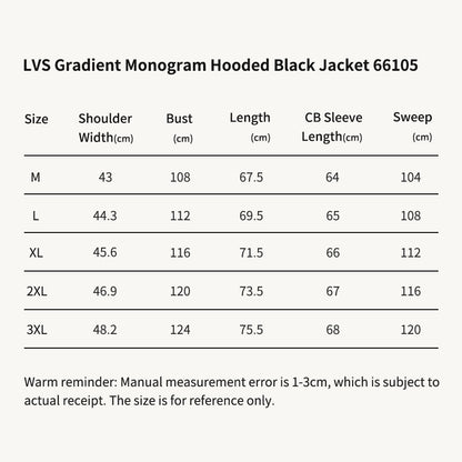 LVS Gradient Monogram Hooded Black Jacket 66105
