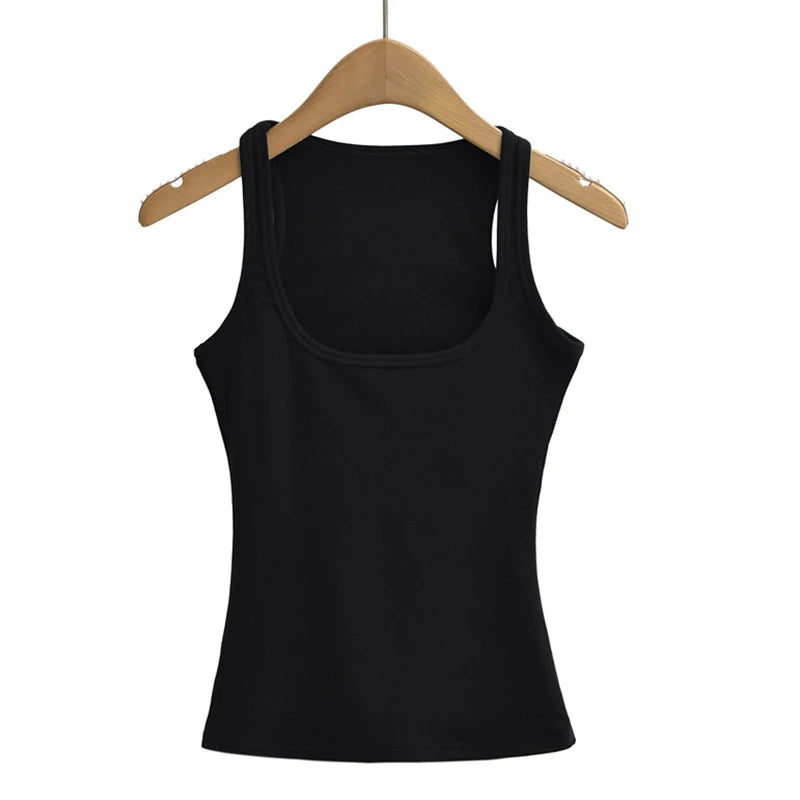 XM1635 Women Scuplted Square Neck Tank Top