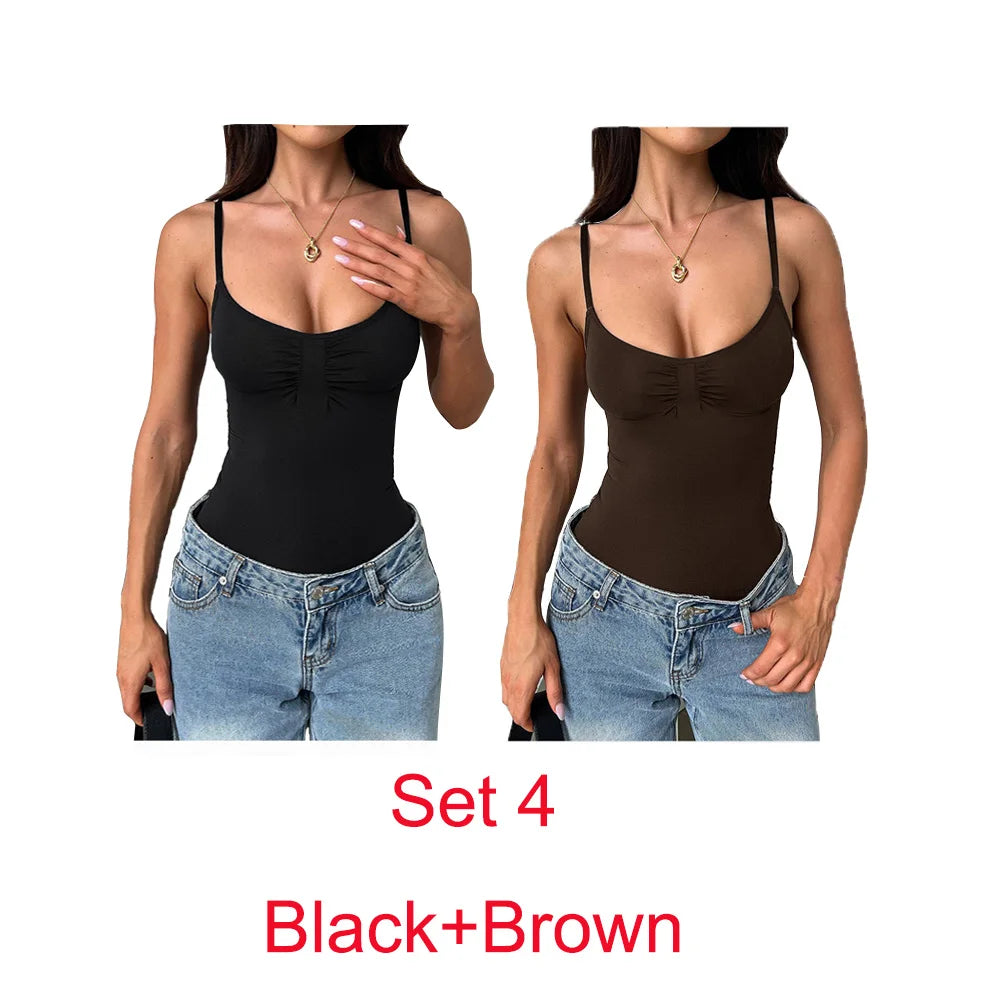 ML7789 Lady Slim Bodysuit Solid Color Top Summer Women's Clothing