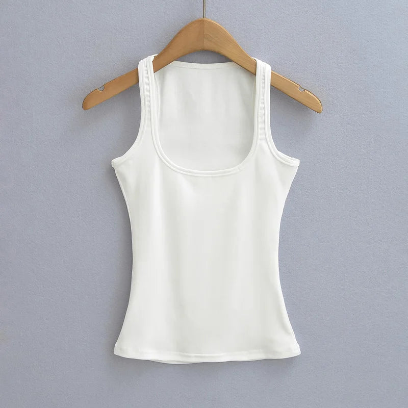 XM1635 Women Scuplted Square Neck Tank Top