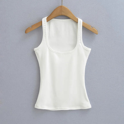XM1635 Women Scuplted Square Neck Tank Top