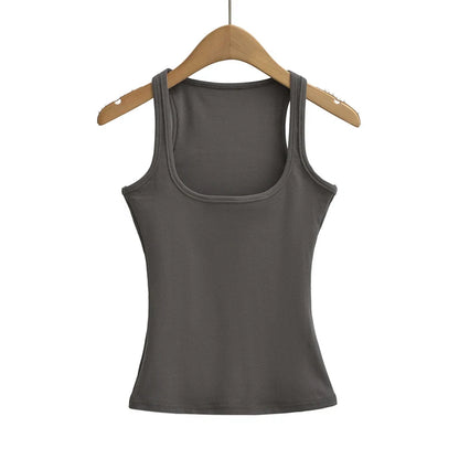 XM1635 Women Scuplted Square Neck Tank Top