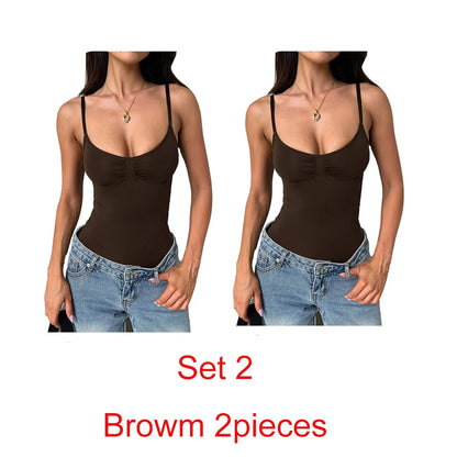 ML7789 Lady Slim Bodysuit Solid Color Top Summer Women's Clothing