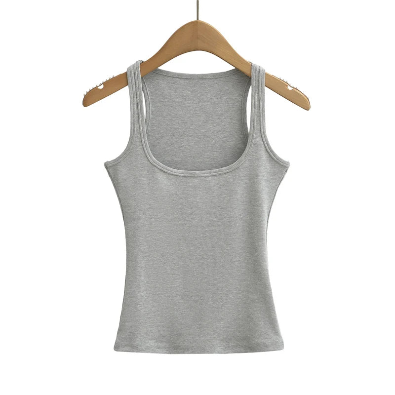 XM1635 Women Scuplted Square Neck Tank Top