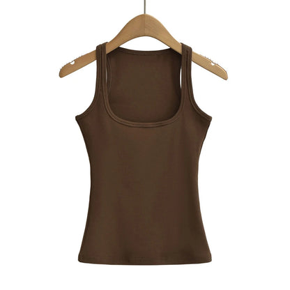 XM1635 Women Scuplted Square Neck Tank Top