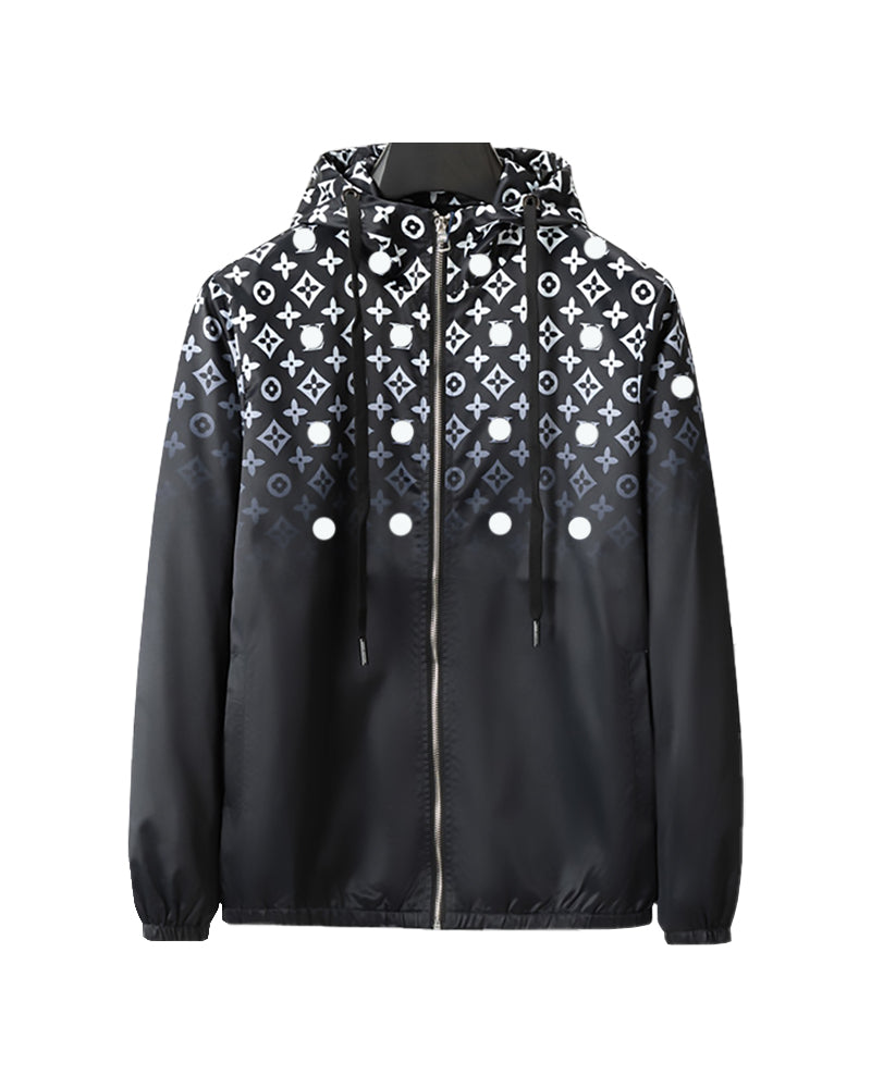 LVS Gradient Monogram Hooded Black Jacket 66105
