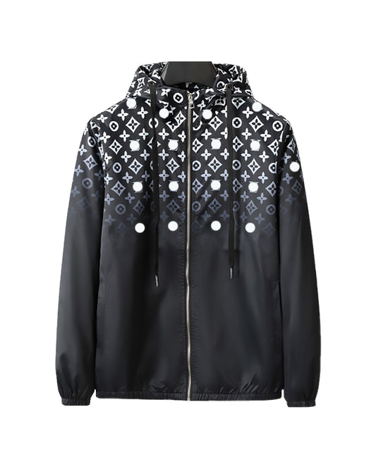 LVS Gradient Monogram Hooded Black Jacket 66105