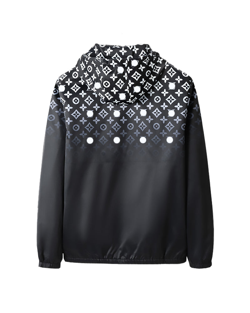 LVS Gradient Monogram Hooded Black Jacket 66105