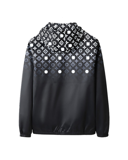LVS Gradient Monogram Hooded Black Jacket 66105