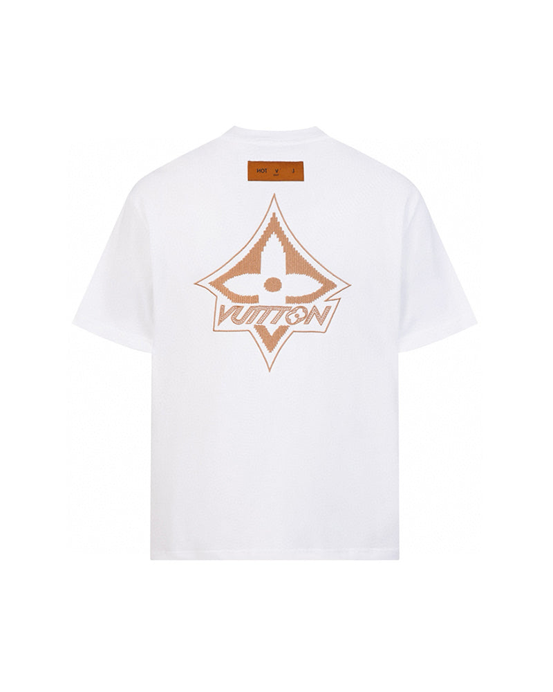 LVS Monogram Star Embroidered Black Tee 9008