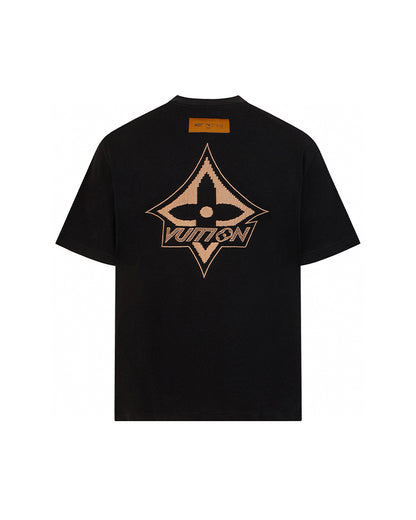 LVS Monogram Star Embroidered Black Tee 9008