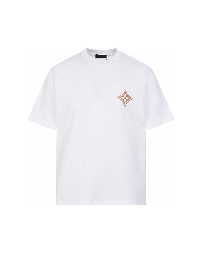 LVS Monogram Star Embroidered Black Tee 9008
