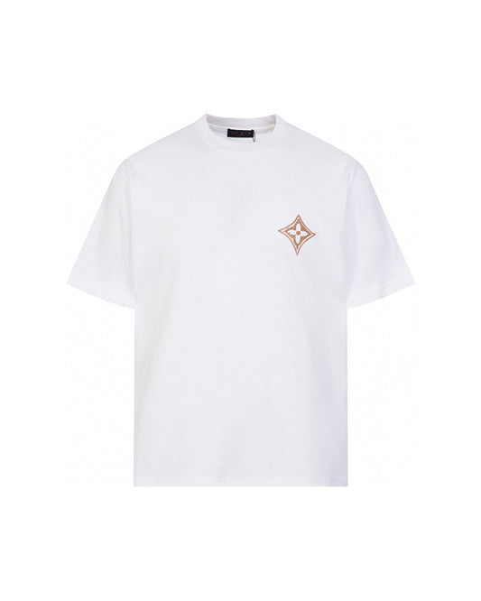 LVS Monogram Star Embroidered White Tee 9008