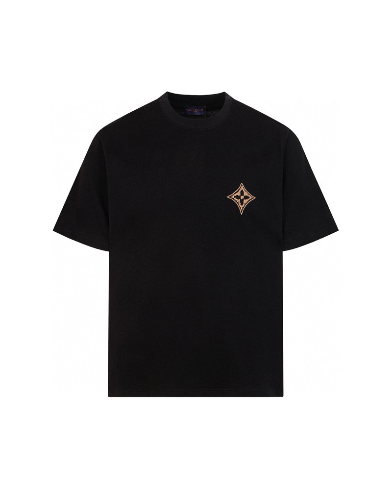 LVS Monogram Star Embroidered Black Tee 9008