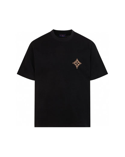 LVS Monogram Star Embroidered Black Tee 9008