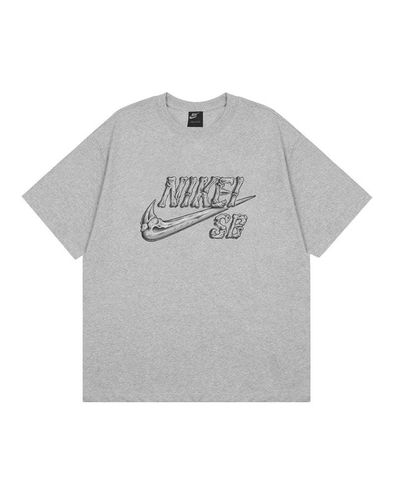 NIK SB Skeleton Logo Graphic Grey Tee NK4