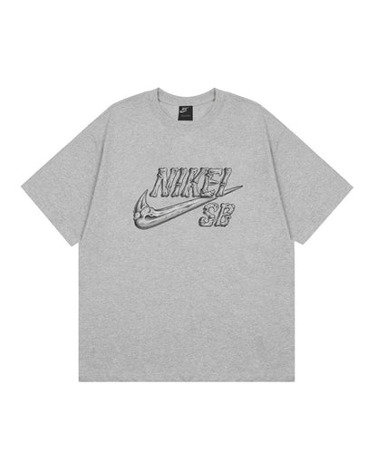 NIK SB Skeleton Logo Graphic Grey Tee NK4
