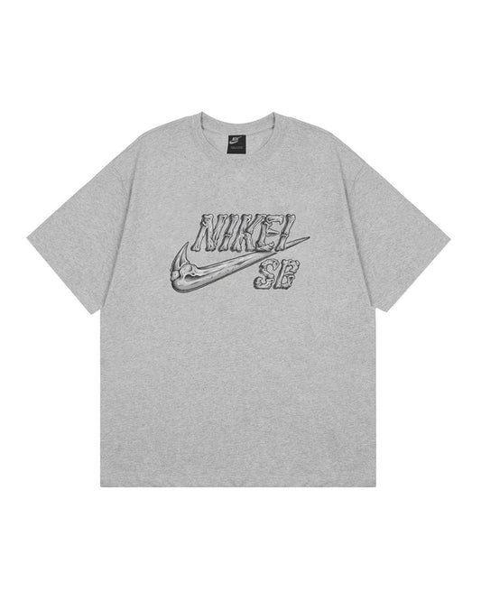 NIK SB Skeleton Logo Graphic Grey Tee NK4