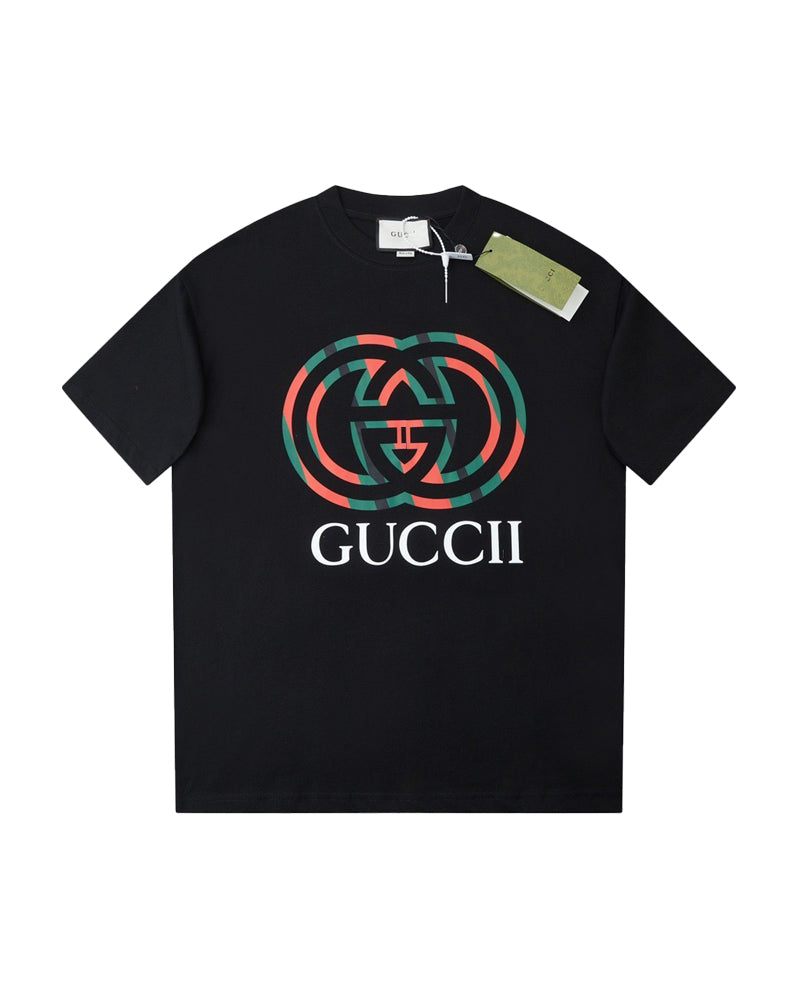 GUC Web Stripe Interlocking G Logo Soft Cream Tee G0023