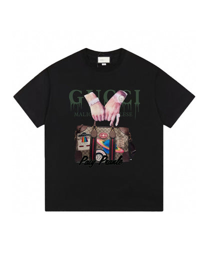 GUC Drip Logo Bag Graphic White Tee G0030
