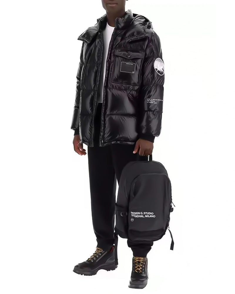 MONC Hiroshi Fujiwara Snow Mountain Joint Men's Black Hat Removable Down Jacket 1-8120