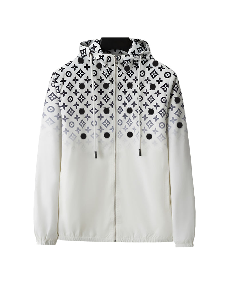 LVS Gradient Monogram Hooded White Jacket 66105