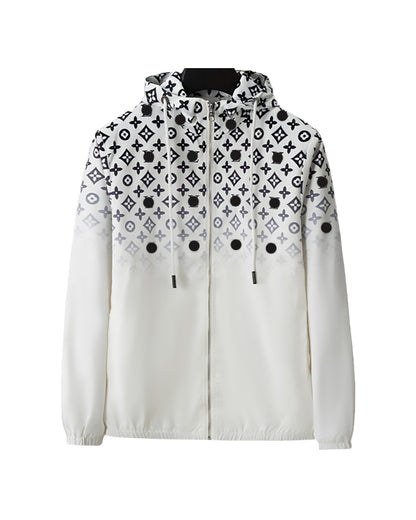 LVS Gradient Monogram Hooded White Jacket 66105