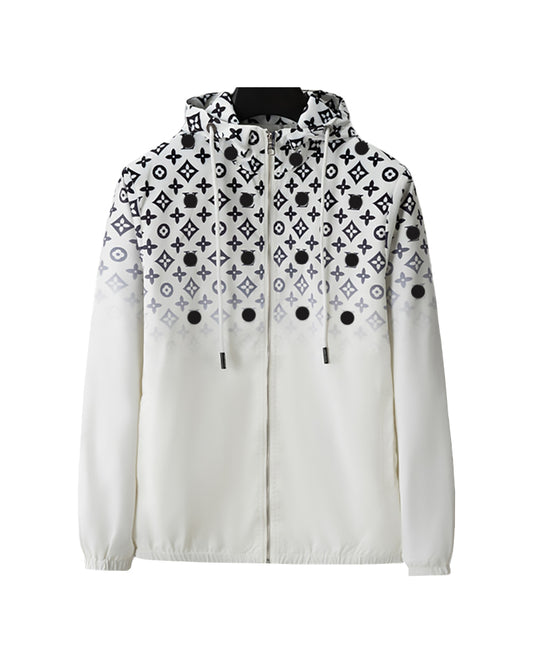 LVS Gradient Monogram Hooded White Jacket 66105
