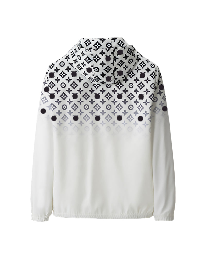 LVS Gradient Monogram Hooded White Jacket 66105