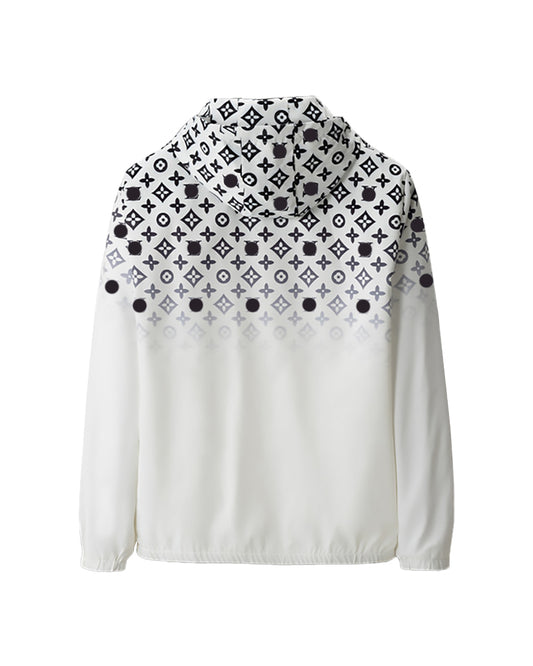 LVS Gradient Monogram Hooded White Jacket 66105