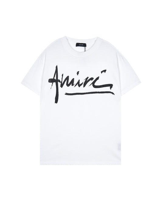 AMIR Signature Script Logo White Tee T148